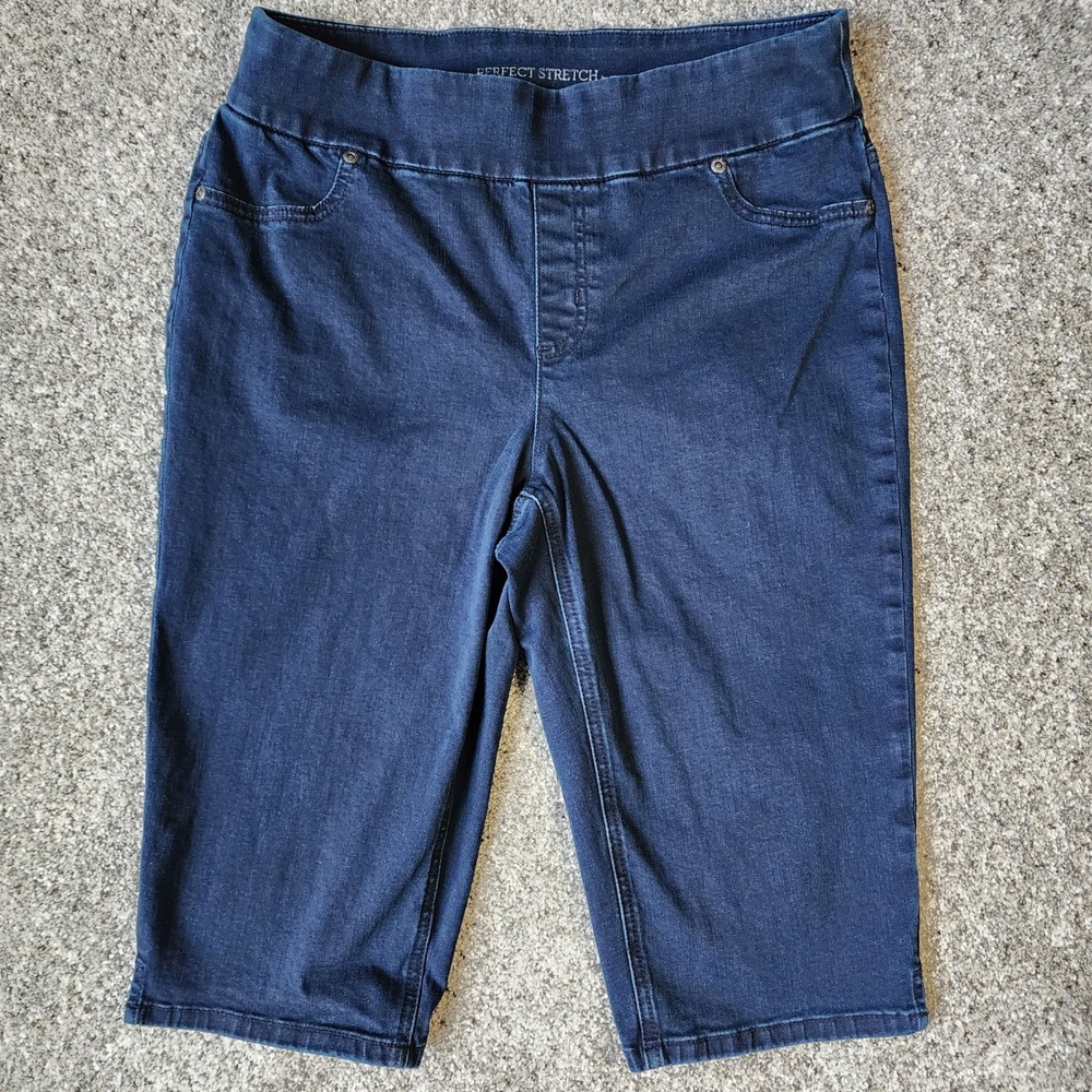 Chico's Pedal Pusher | Capri Pants | Womens 1| Blue Perfect Stretch Pull-On EUC